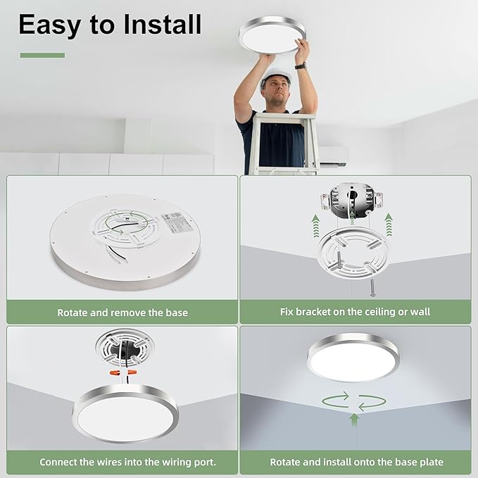 hykolity 2 Pack 12 Inch Selectable CCT LED Round Flat Panel Light, 24W