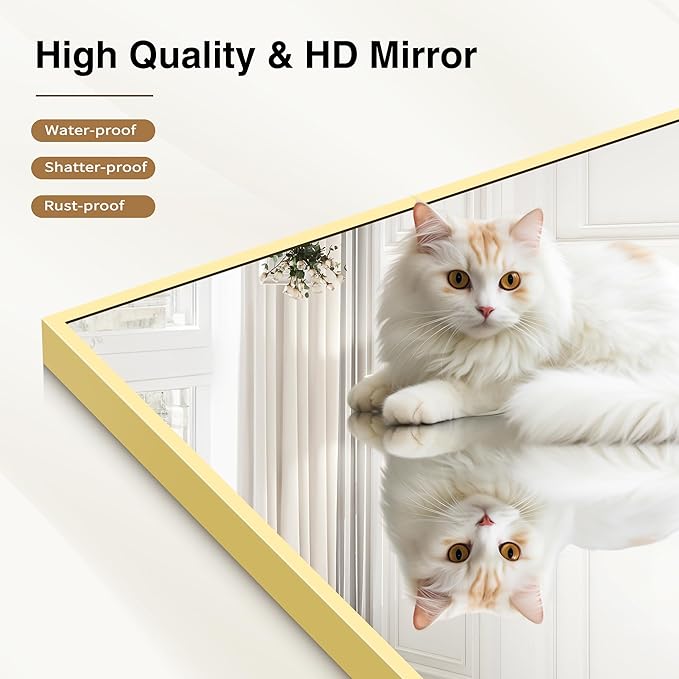 Gold Bathroom Mirror for Wall, 30x30 Inch Rectangle Mirrors