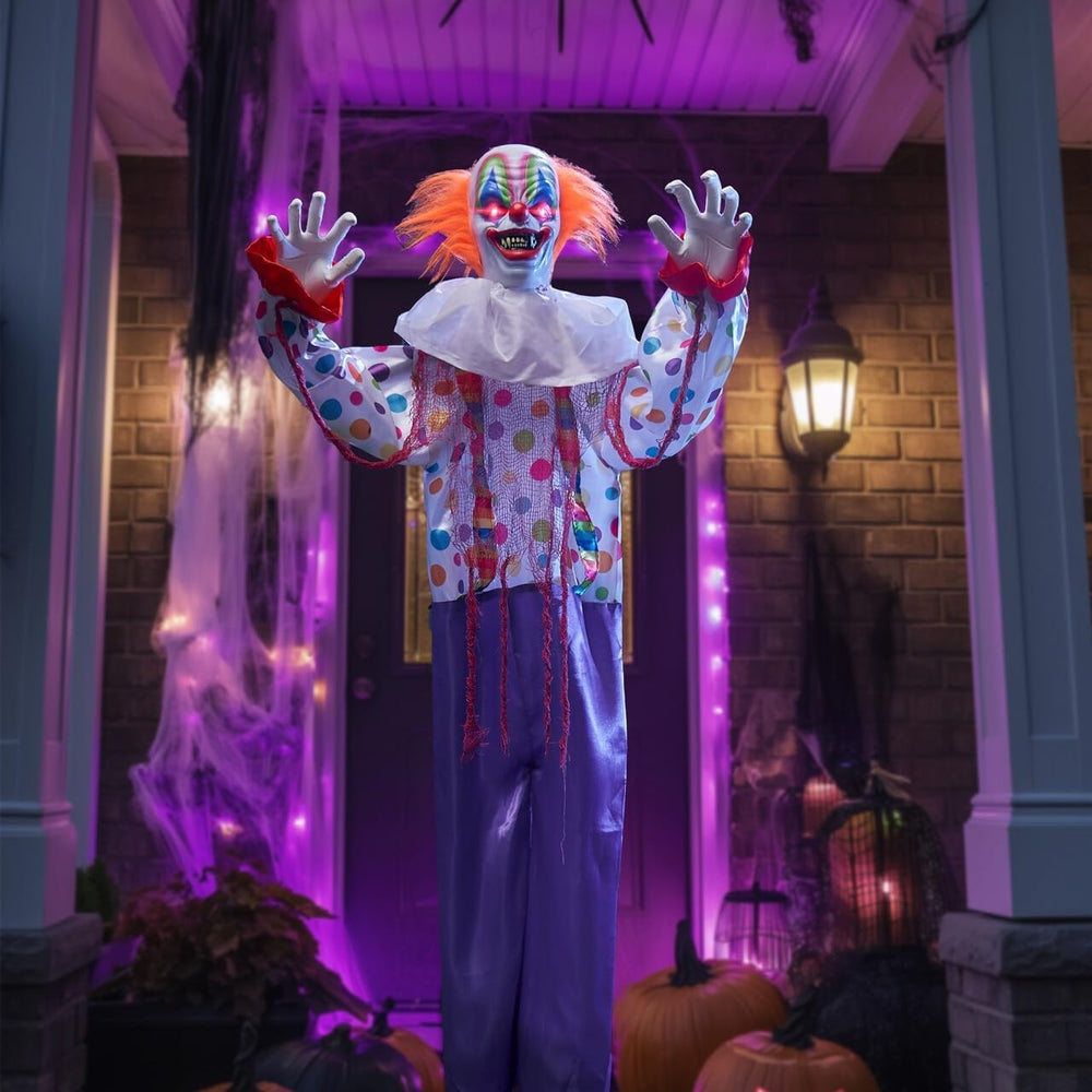 JOYIN 65" Halloween Hanging Clown Decoration Outdoor, Neon Face LED Talk...