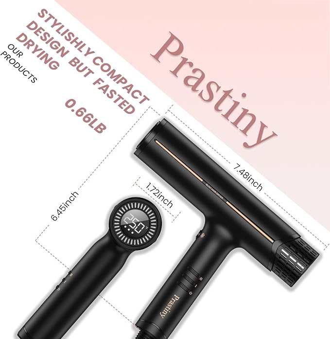 Prastiny Hair Dryer with Diffuser: Professional High Speed Quiet Ionic Blow