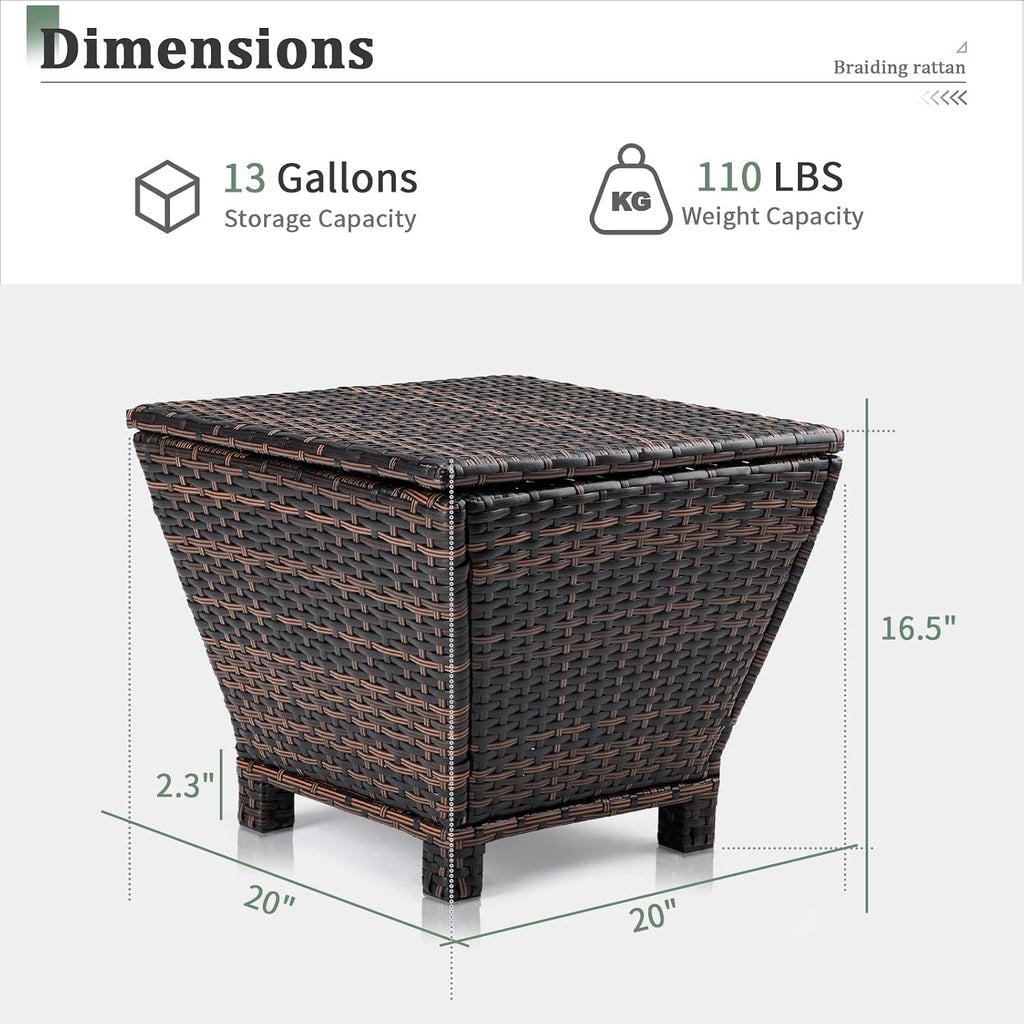 vingli 13 gallon outdoor deck box, wicker outdoor, side view