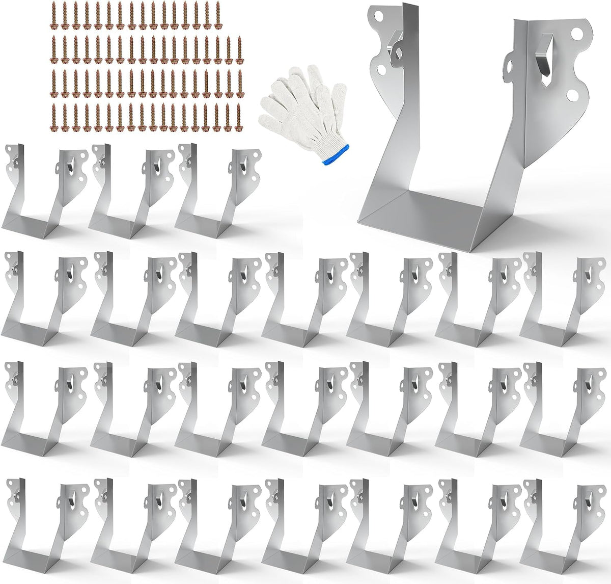 25 Pack 2x4 Joist Hangers with Screws for Wood, Galvanized Face Mount