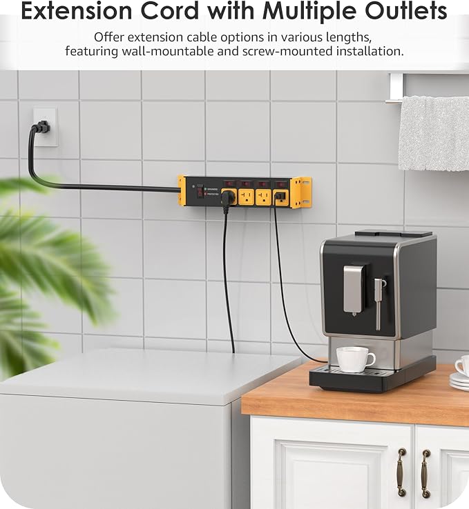 CCCEI Heavy Duty Surge Protector Power Strip 20 Amp Individual Switches. 4FT 12