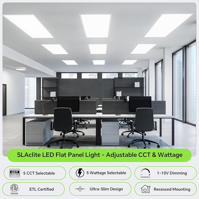 SLAclite 6 Pack 2x4 LED Flat Panel Light 50/40/35/30/25W 6500lm Adjustable