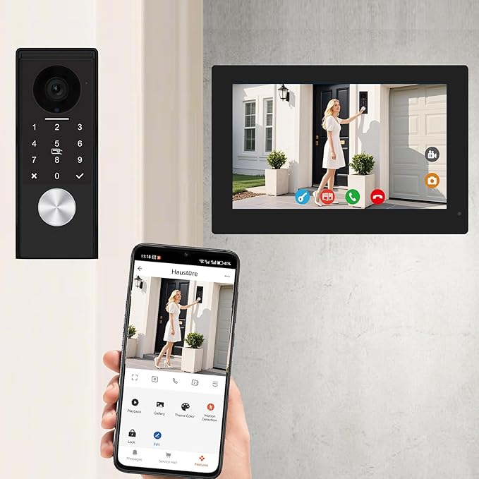 KeonBell Video Door intercom 2-Wired, doorbell withCamera, Full HD Camera