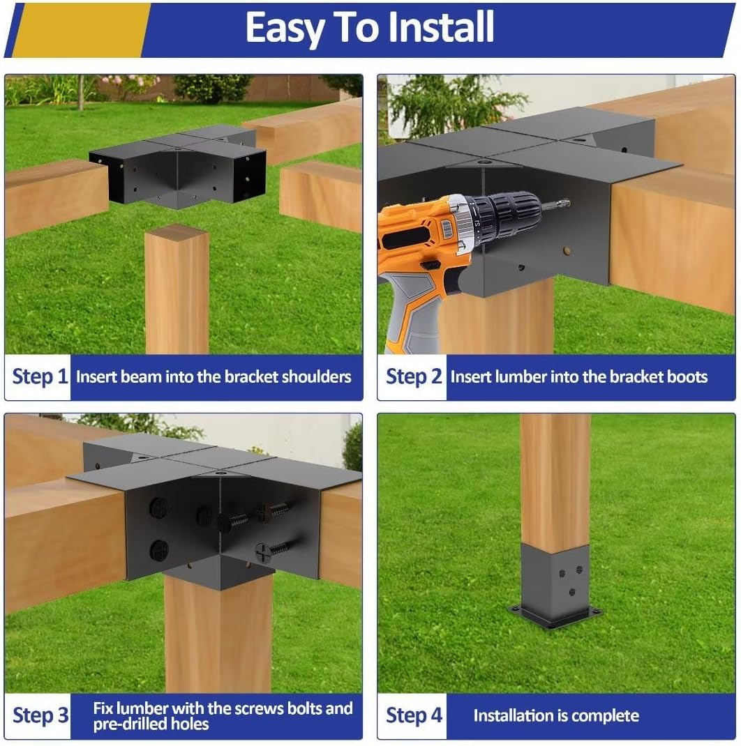 jexaline heavy-duty pergola bracket kit for 4 x, side view