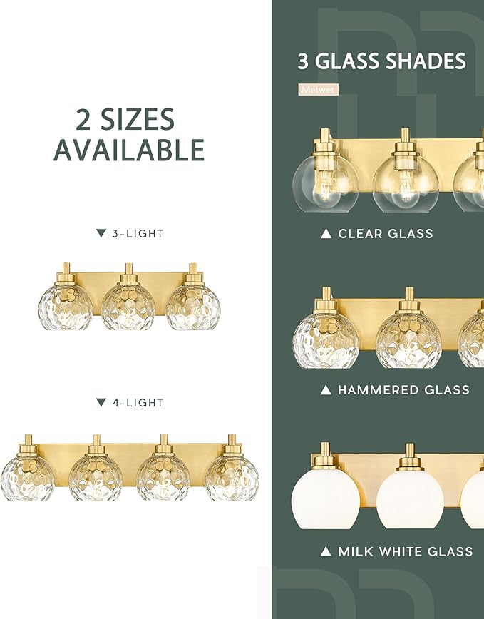 METWET Bathroom Light Fixtures Over Mirror, 4-Light Modern Sconces Wall Lighting
