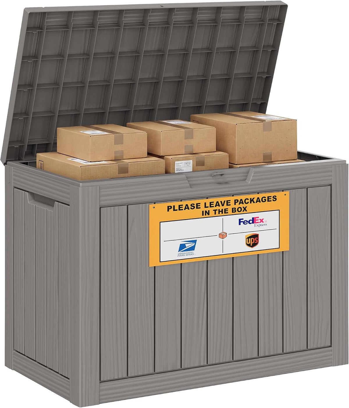 Package Delivery Box for Outside with Sign 50 Gallon (Gray)