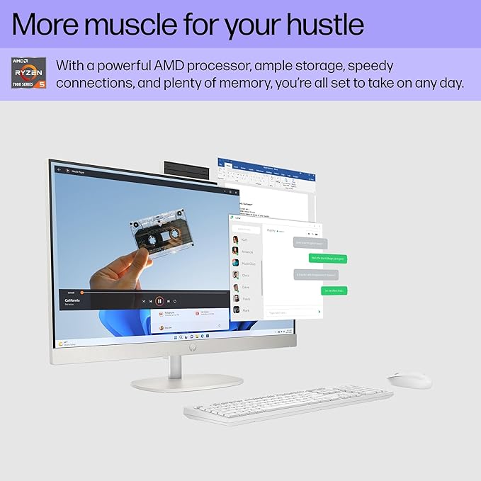 HP 27" FHD Touchscreen All-in-One Desktop Computer, 16GB DDR5 RAM 512GB SSD