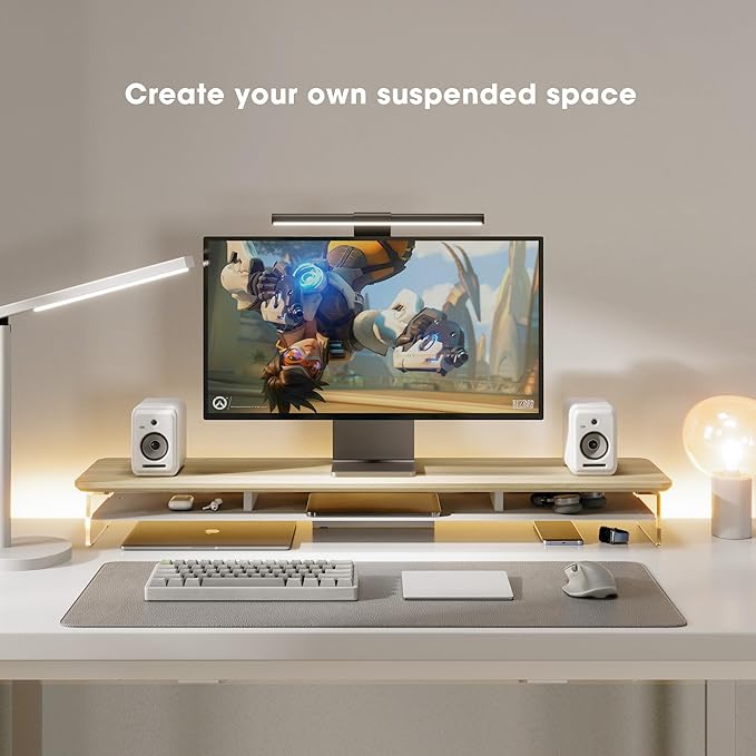 Fenge Acrylic Monitor Stand Riser, 42.5 Inches Dual Monitor Stand