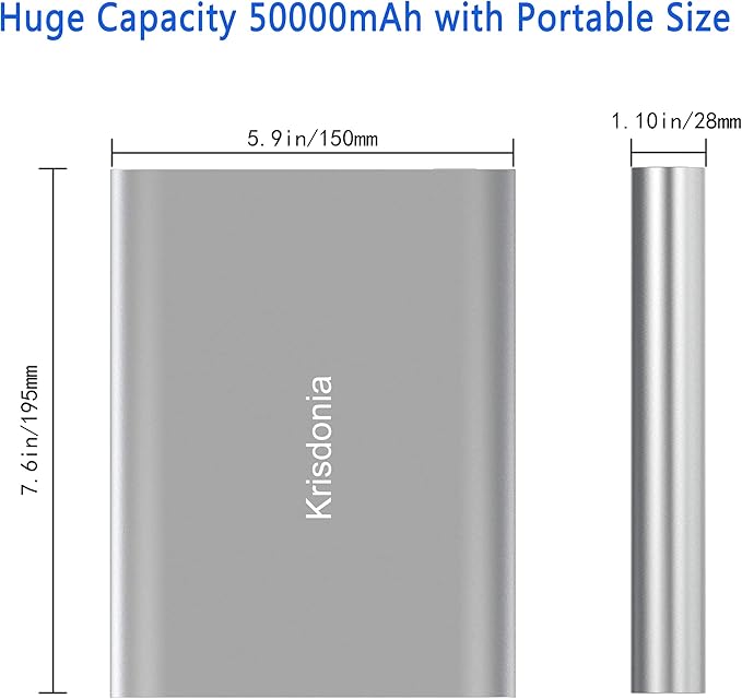 Krisdonia Portable Laptop Charger 185Wh/50000mAh External Battery Pack Power