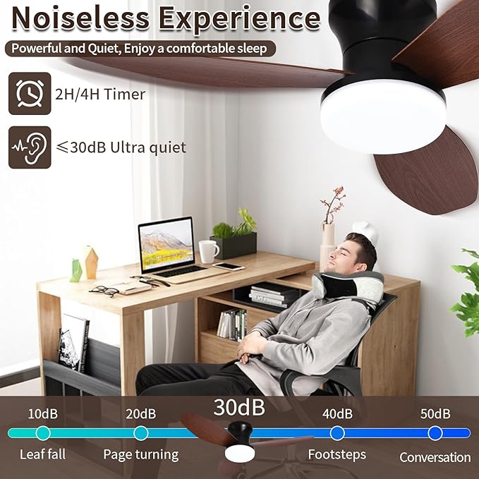 Glowall Small Ceiling Fan with Lights and Remote, Small Quiet, DC Motor