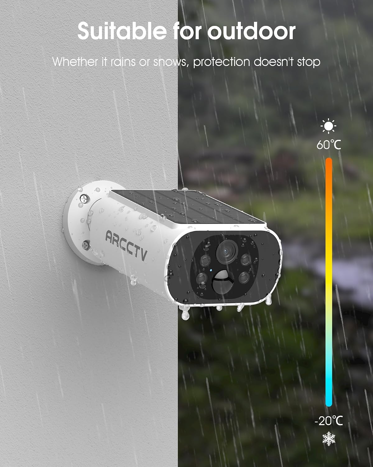 arcctv solar security camera outdoor wireless with built-in on a desk or shelf