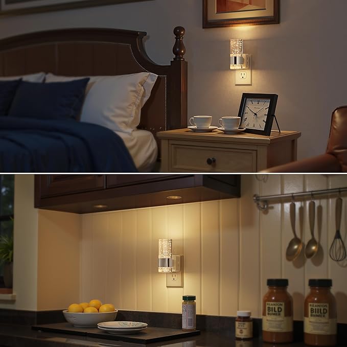 Briignite Night Light, 2 Pack Dimmable Night Lights Plug into Wall, Bubble