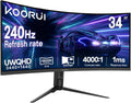 KOORUI 34 Inch 240Hz Ultrawide Curved Gaming Monitor, WQHD 3440×1440, 1500R, HDR400, PIP/PBP, 90% DIC-P3, Adaptive Sync, HDMI 2.1/DP 1.4, Tilt/Swivel/Height Adjustable, VESA for PC Gaming, Work & Play