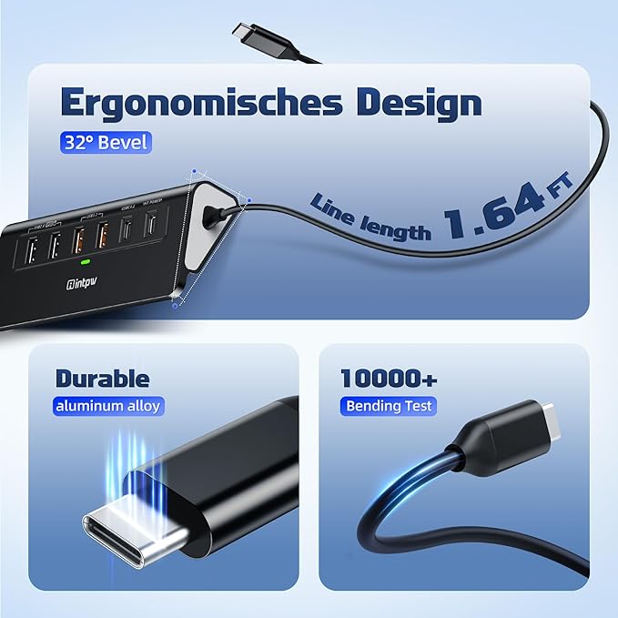 intpw P9R PRO USB C Hub Ethernet, 10Gbps USB C Docking Station 10-in-1
