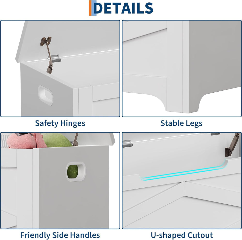 GarveeHome 39.4 in Storage Chest, Wooden Storage Bench with Safety Hinges, Ea...