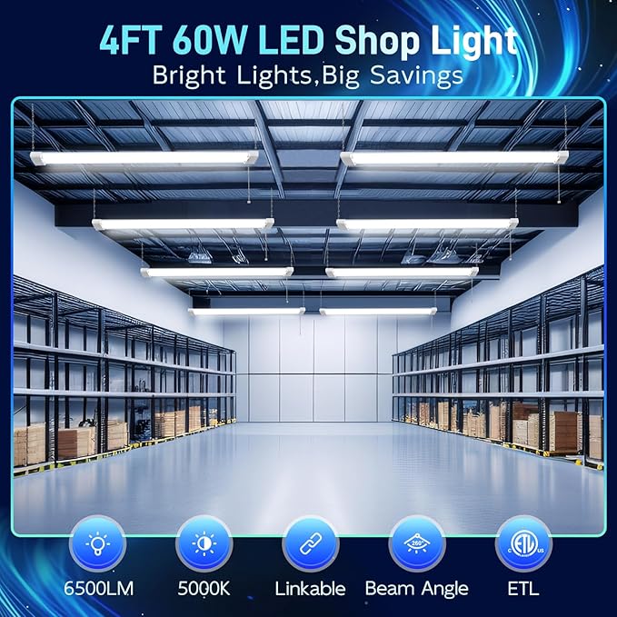 hykolity 1 Pack 4FT Linkable LED Shop Light