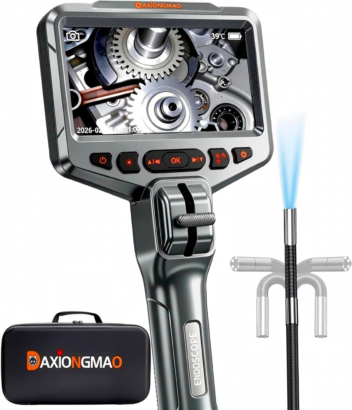 Daxiongmao Articulating Borescope, 1080P HD Inspection Camera with Lights