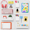 FZK Modular Plastic Pegboard Wall Organizer Kit, White， 12x12, 4 Panels