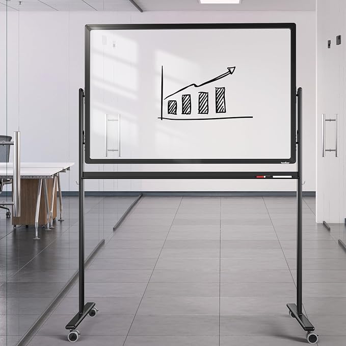 Mobile Clear Glass Whiteboard on Wheels
