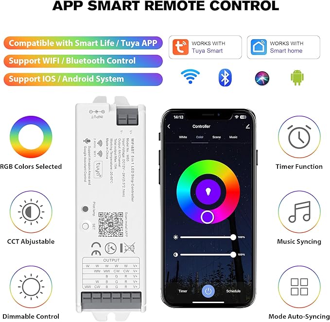 XXK WB5 WiFi PWM 12V/24V LED Controller