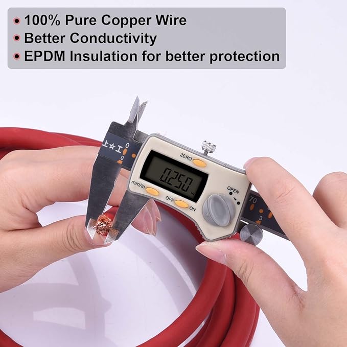 Shirbly 4 Gauge Battery Cable, 15FT Red + 15FT Black 4 AWG Pure Copper Wire
