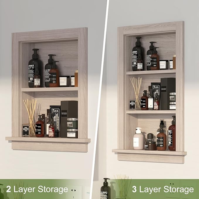 Recessed Medicine Cabinet, Fully Assembled Recessed Wall Niche, Waterproof in