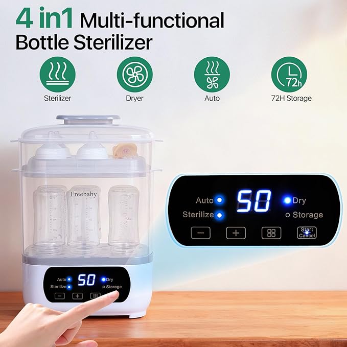 Freebaby Baby Bottle Steamer and Dryer, All-in-One Sterilizer and Dryer