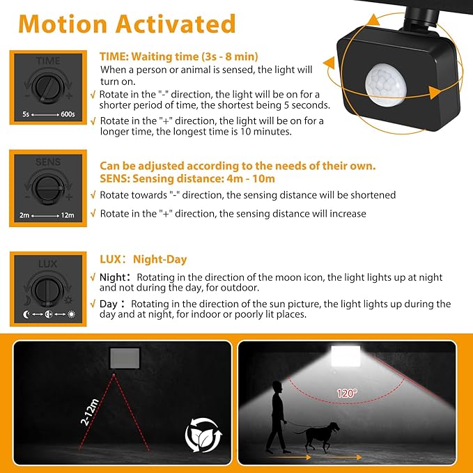 YANYCN 2 Pack 300W LED Motion Sensor Flood Light, LED Work Light