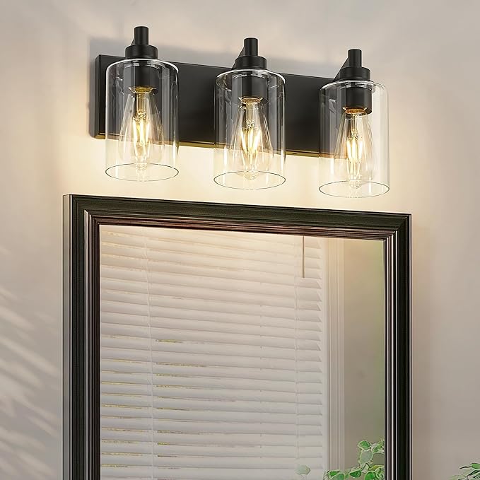 METWET 3-Light Bathroom Light Fixtures, Modern Vanity Lighting Fixtures Over
