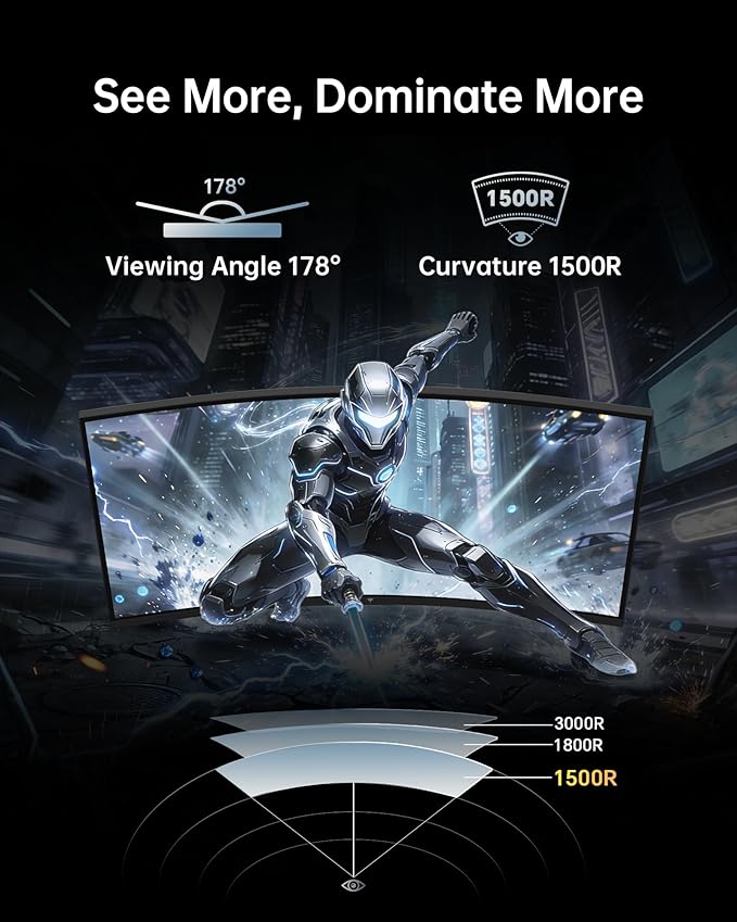 KTC 24 Inch Curved 240Hz Gaming Monitor, FHD 1500R Curved Computer Monitor 1080P