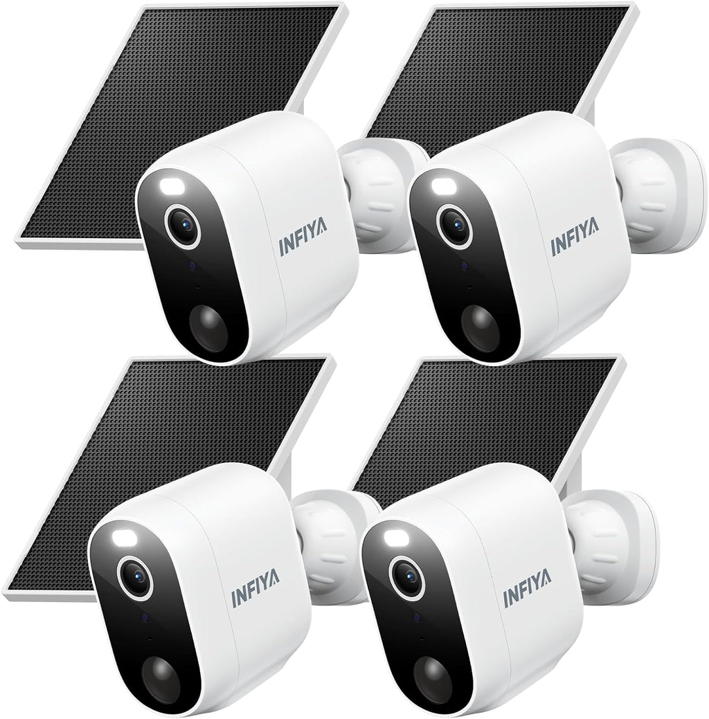 INFIYA Security Cameras Wireless Outdoor, Solar & Battery Powered, 4Pack
