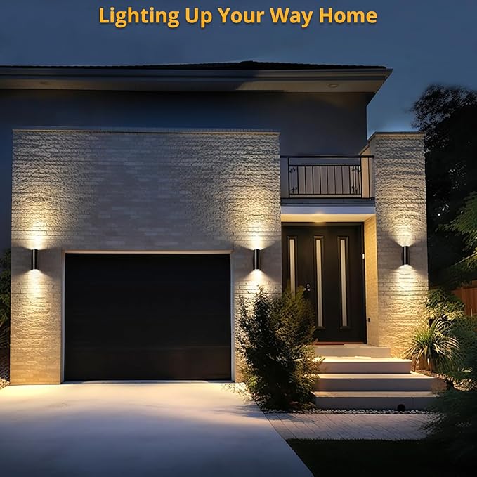 wowlite Modern Outdoor Wall Lights, Up and Down Lights Wall Mount Cylinder (2 Pack)