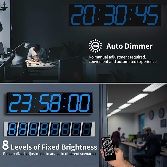 CHKOSDA 28.4''Large Digital Wall Clock, Automic Digital Clock
