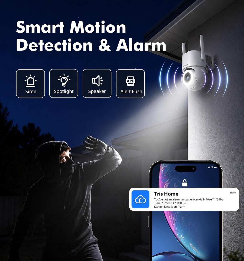 2.5k outdoor wifi security camera, plug-in, 360° ptz, package contents