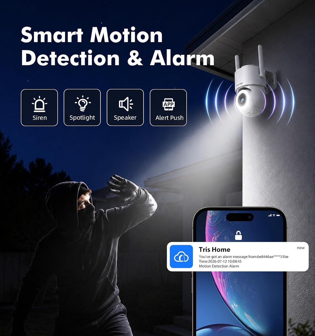 2.5k outdoor wifi security camera, plug-in, 360° ptz, package contents