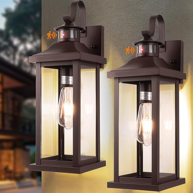 Roravilila Dusk to Dawn Motion Sensor Outdoor Lights Oil Rubbed Bronze 2-Pack