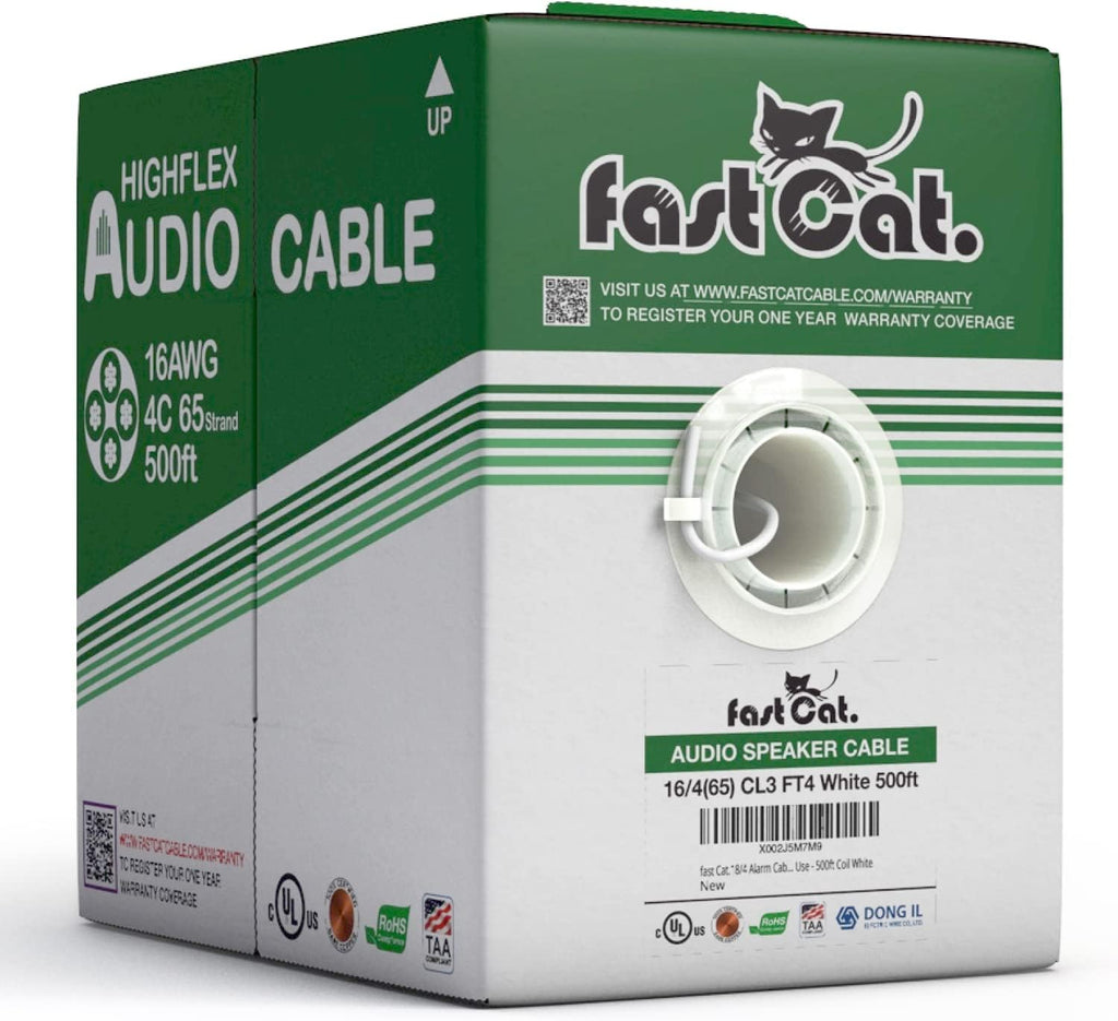 fast Cat. Speaker Wire 16 Guage 4C, UL Listed & CMR/CL3R-FT4 Rated