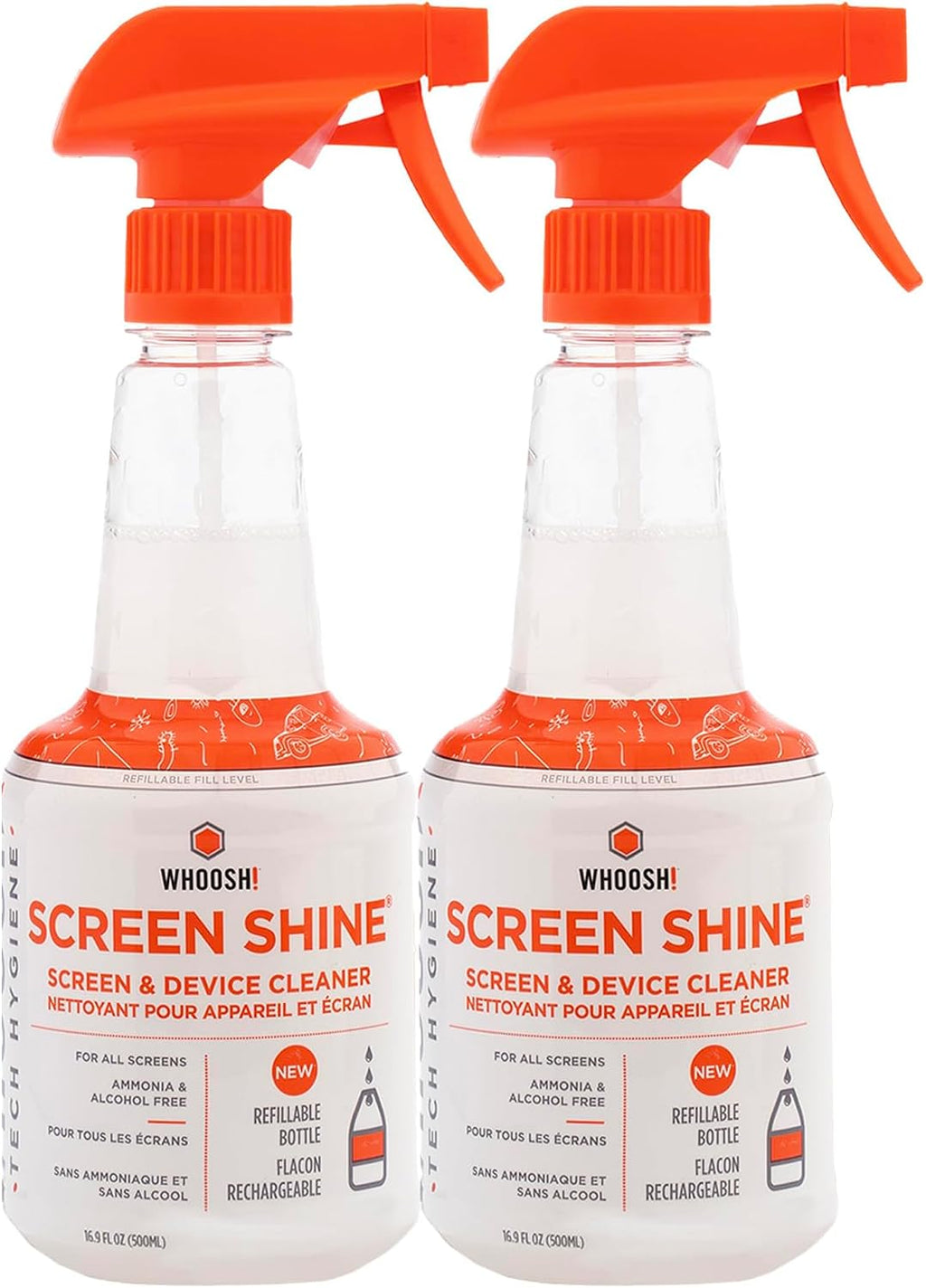 whoosh! pro 16.9 fl oz refillable tv screen, close-up detail