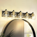 METWET Bathroom Light Fixtures, 5-Light Black and Gold Bathroom Vanity Light