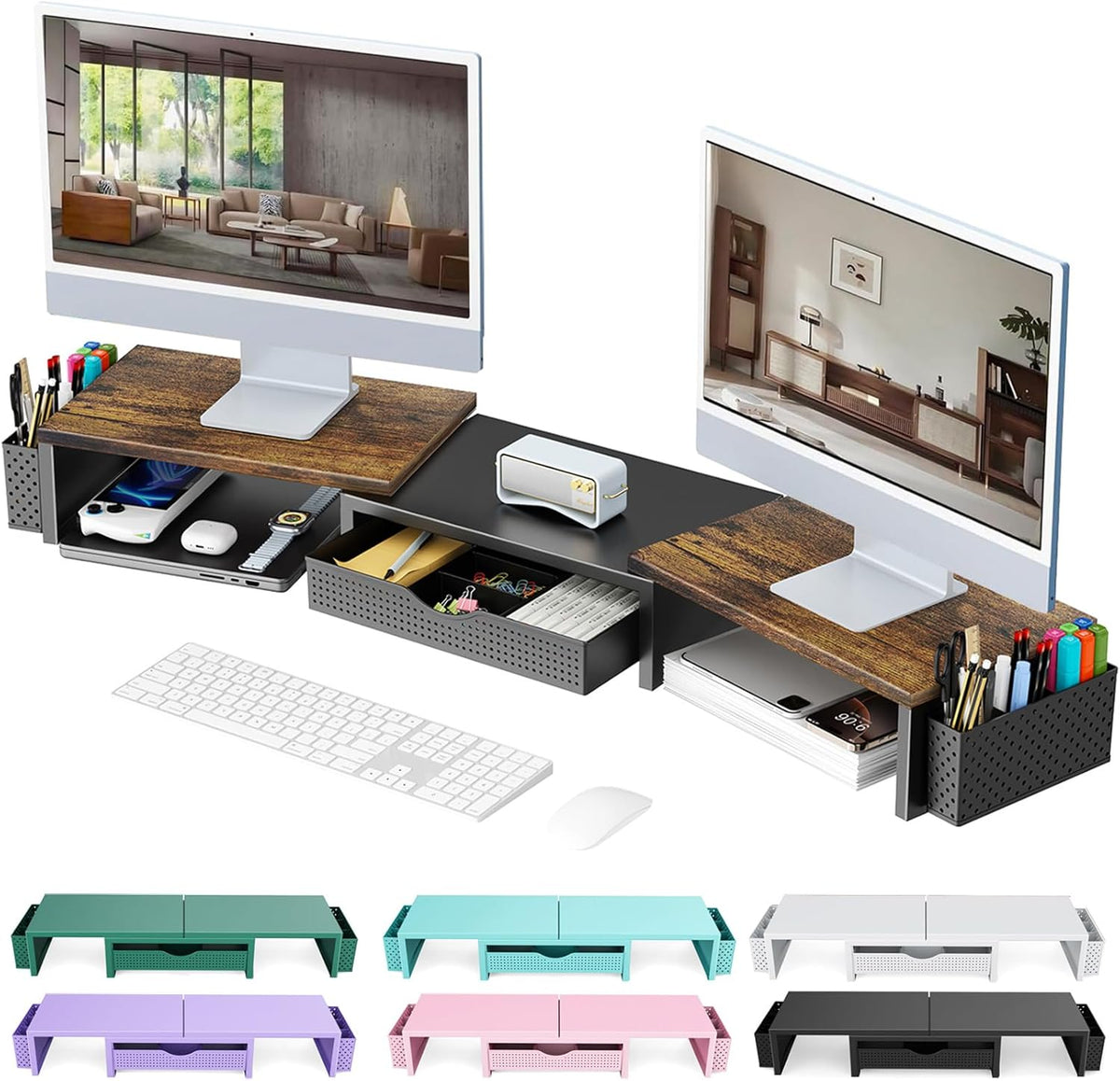 gianotter Dual Monitor Stand Riser, Desk Organizer