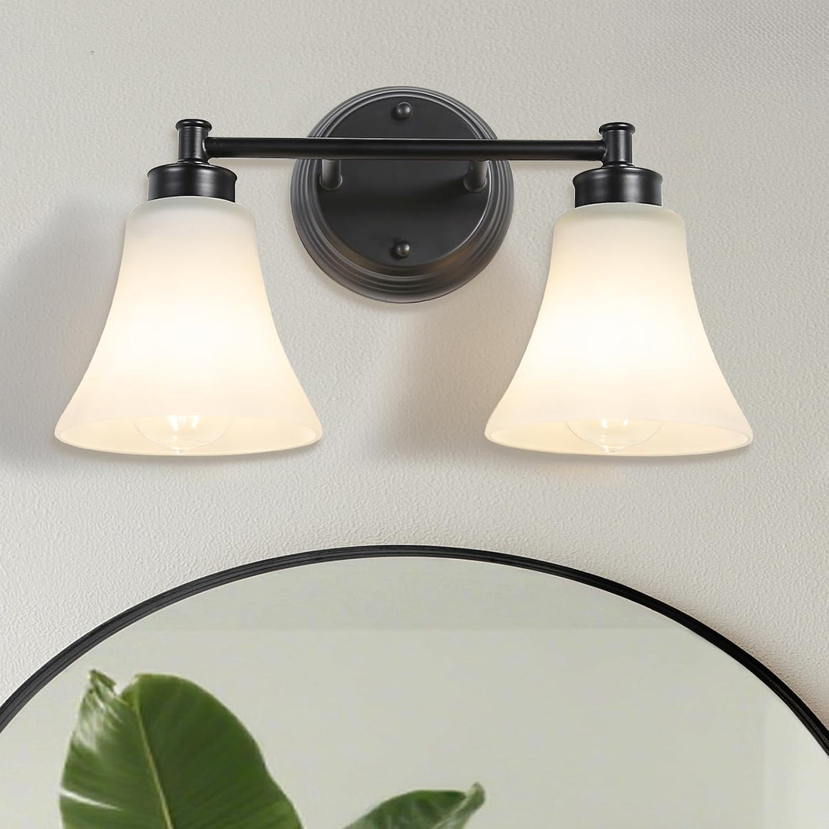 LOUSACE 2 Light Bathroom Vanity Light Matte Black Bathroom Lighting Fixtures