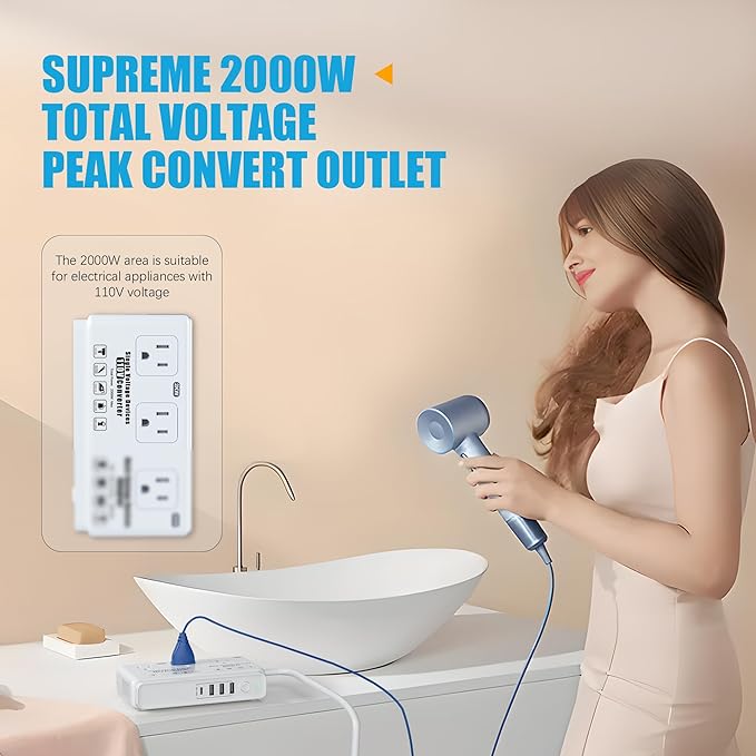 220v to 110v Travel Voltage Converter: International Universal Voltage