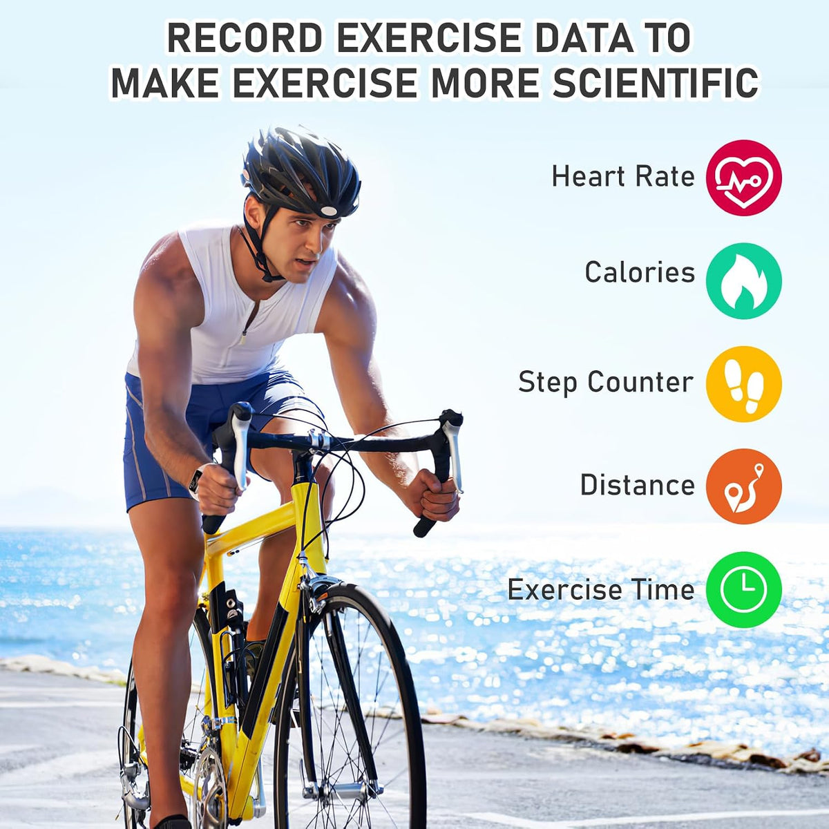 fitness tracker with 24/7heart rate, blood pressure, sleep showing dimensions