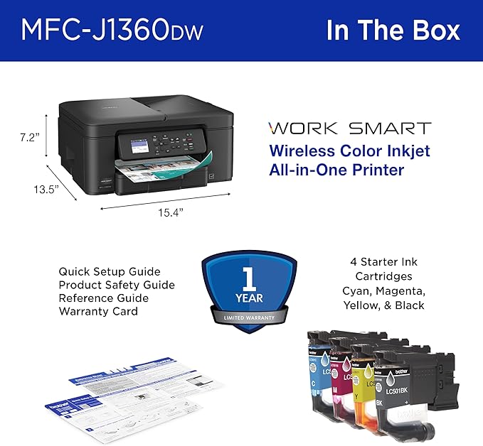 Brother Work Smart 1360 Wireless Color Inkjet All-in-One Printer