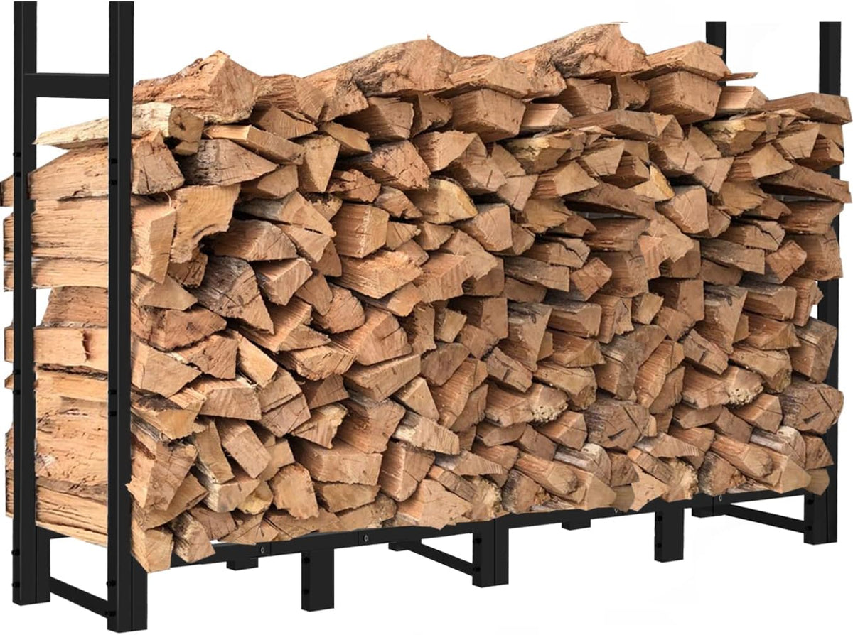 8ft Firewood Rack Outdoor Adjustable Heavy Duty Wood Rack Storage