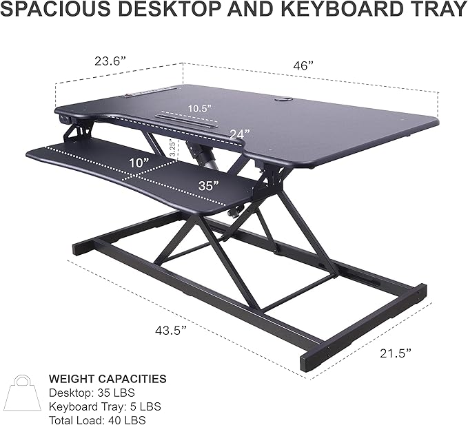 Rocelco 46" Electric Standing Desk Converter