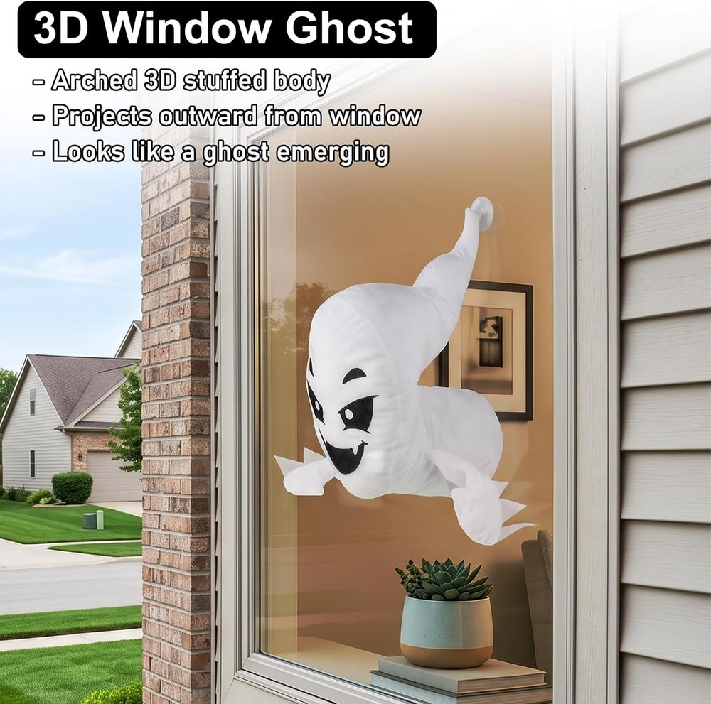 DUNCHATY Window Ghosts Halloween Decor - 2 Pack 3D Stuffed Crasher Ghost