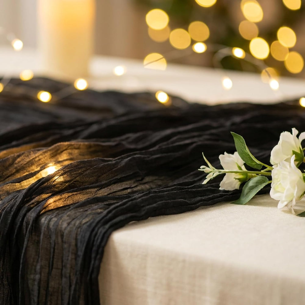 AGIRL 6 Pack Black Cheesecloth Table Runner 10FT Boho Gauze Halloween Decor